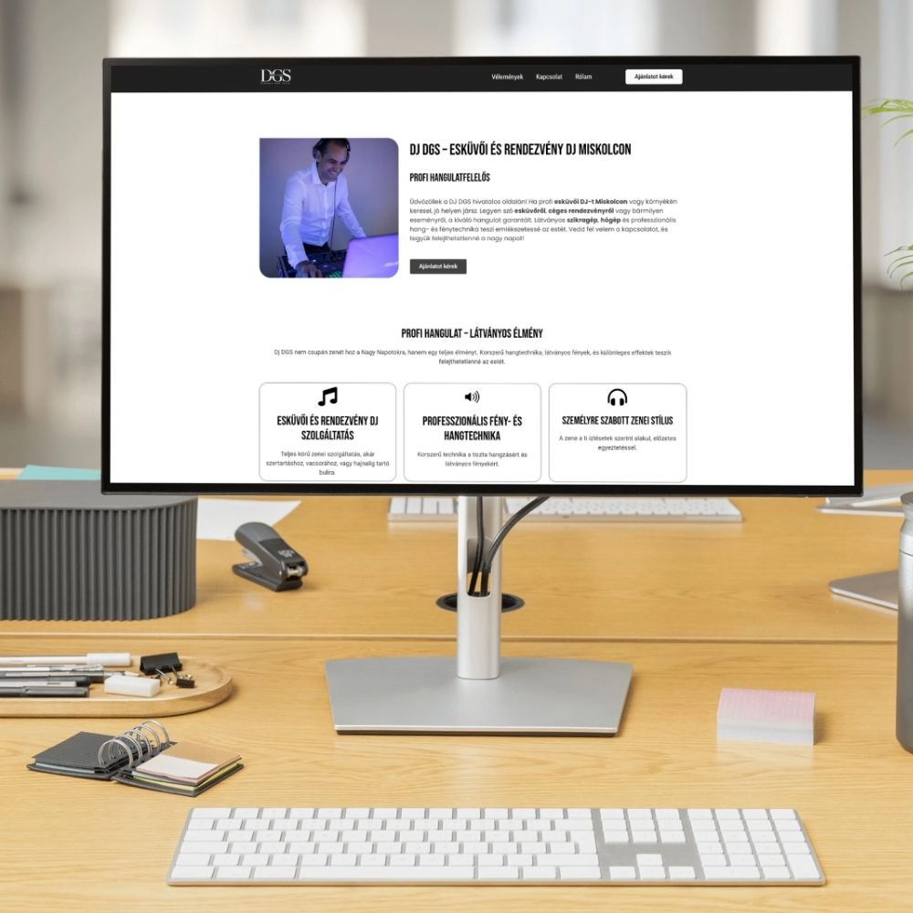Weboldal készítés Debrecenben - DJ DGS weboldala egy monitoron