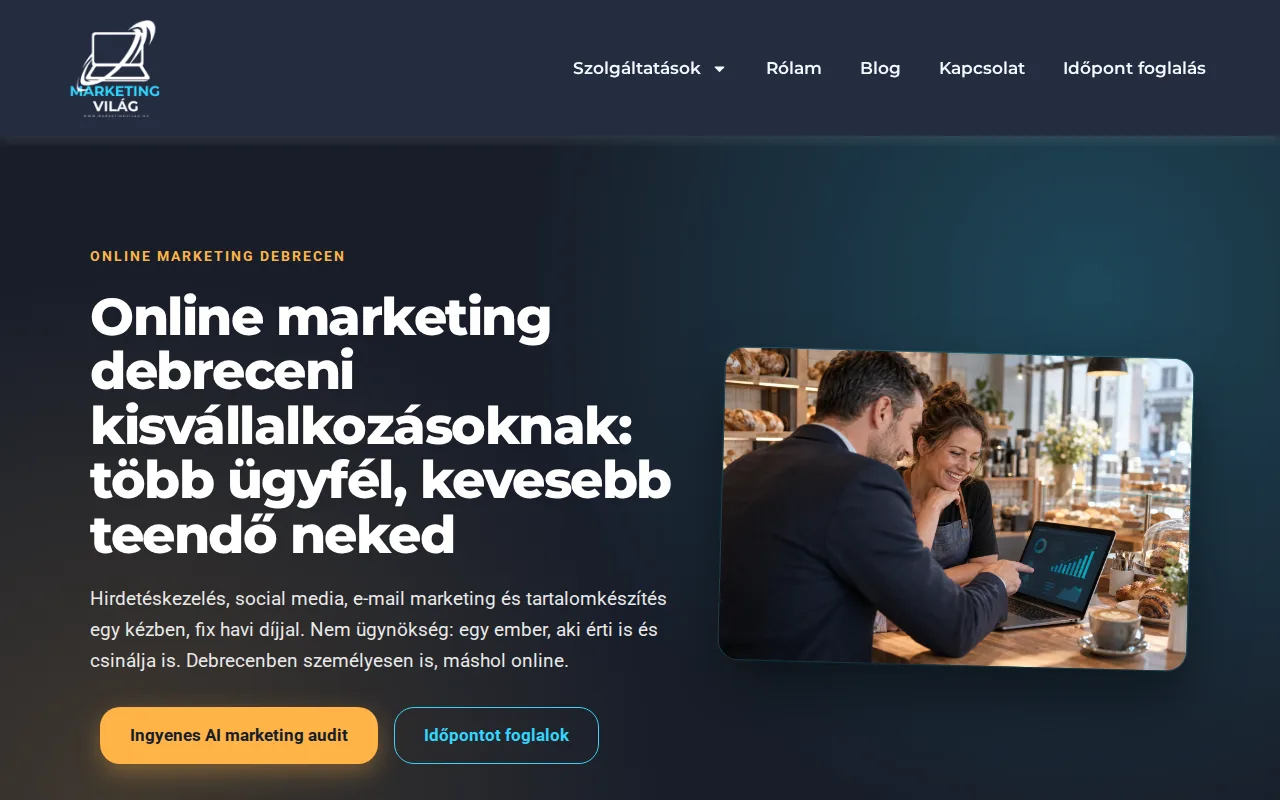 Weboldal készítés referencia: marketingvilag.hu online marketing oldal