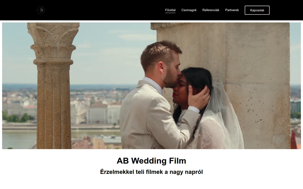 AB Wedding Film weboldala – asztali nézet