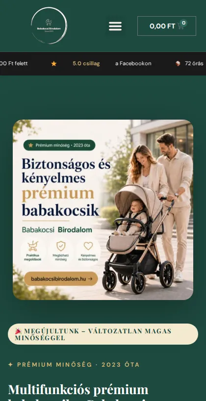 Babakocsi Birodalom weboldala – mobilnézet