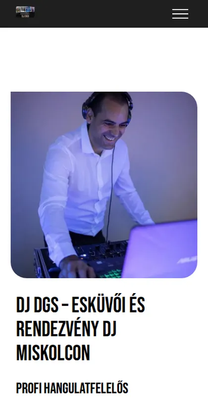 DJ DGS weboldala – mobilnézet