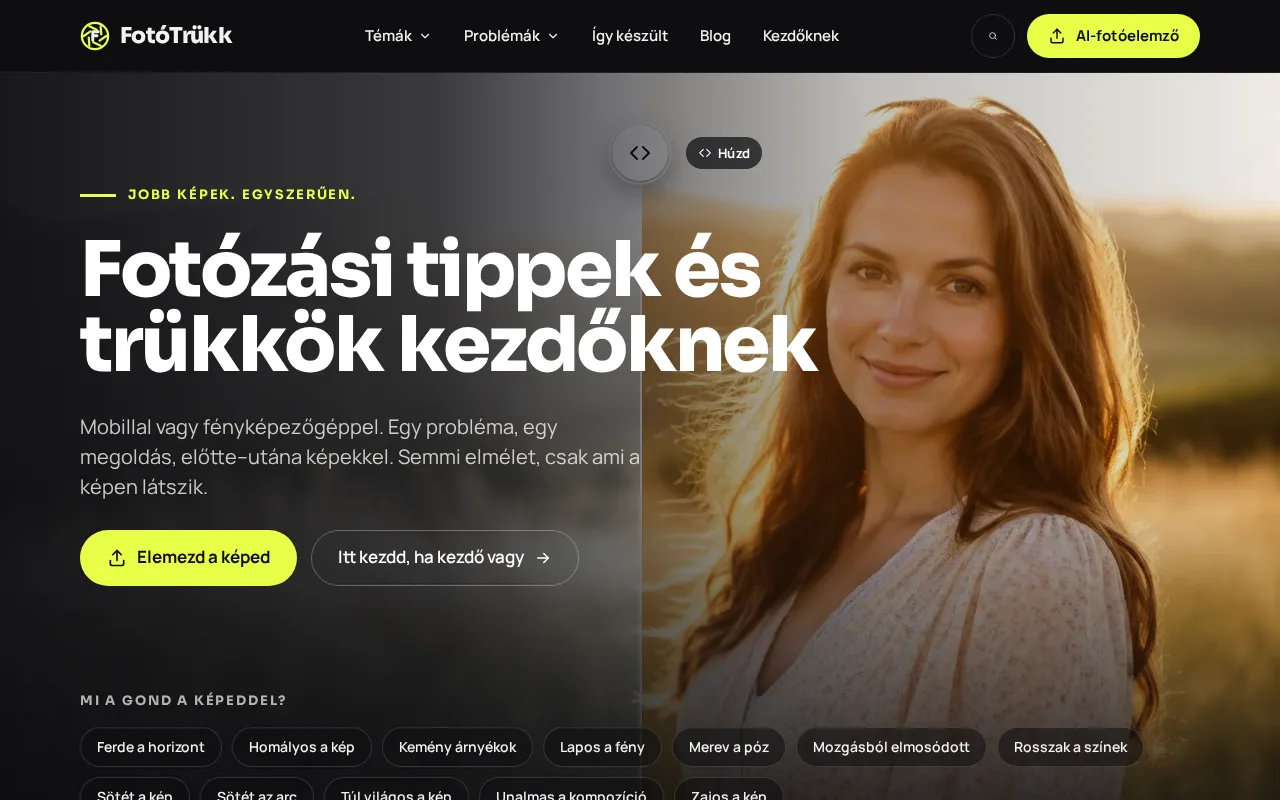 FotóTrükk weboldala – asztali nézet