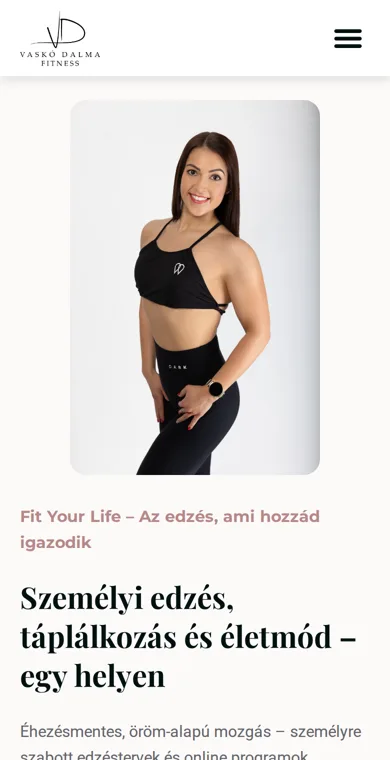 Vaskó Dalma weboldala – mobilnézet